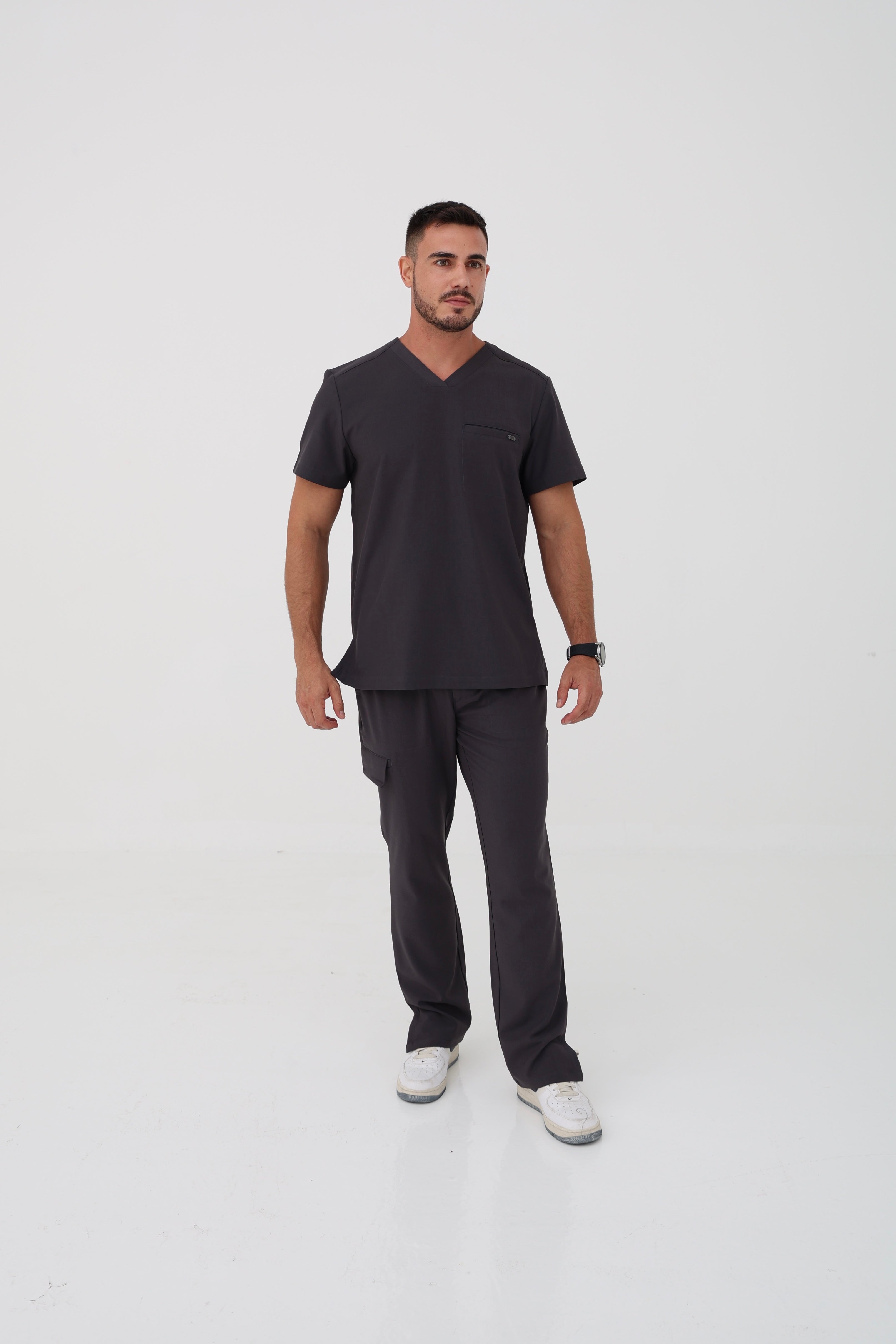Ari V-Neck Scrub Top in Pewter – Men | Healing Hands