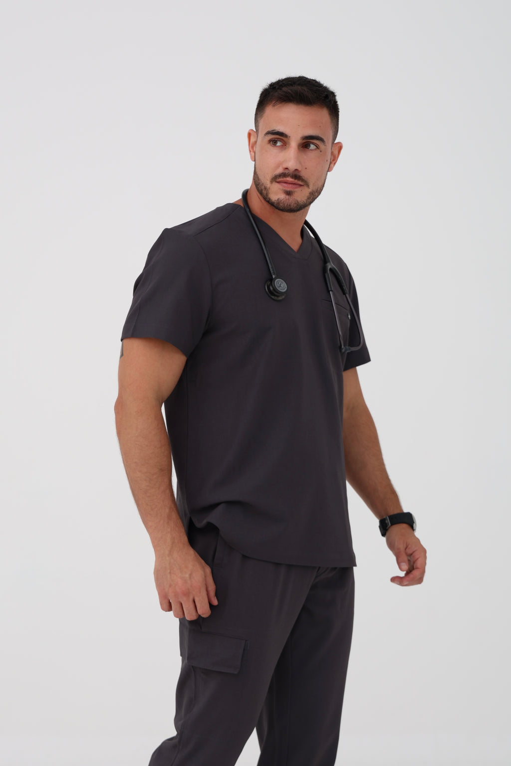 Ari V-Neck Scrub Top in Pewter – Men | Healing Hands