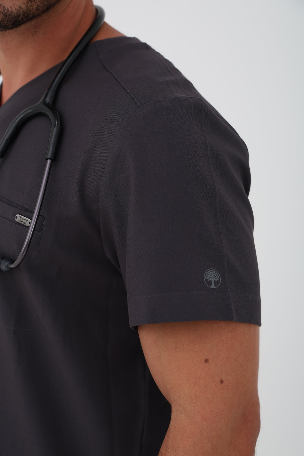 Ari V-Neck Scrub Top in Pewter – Men | Healing Hands