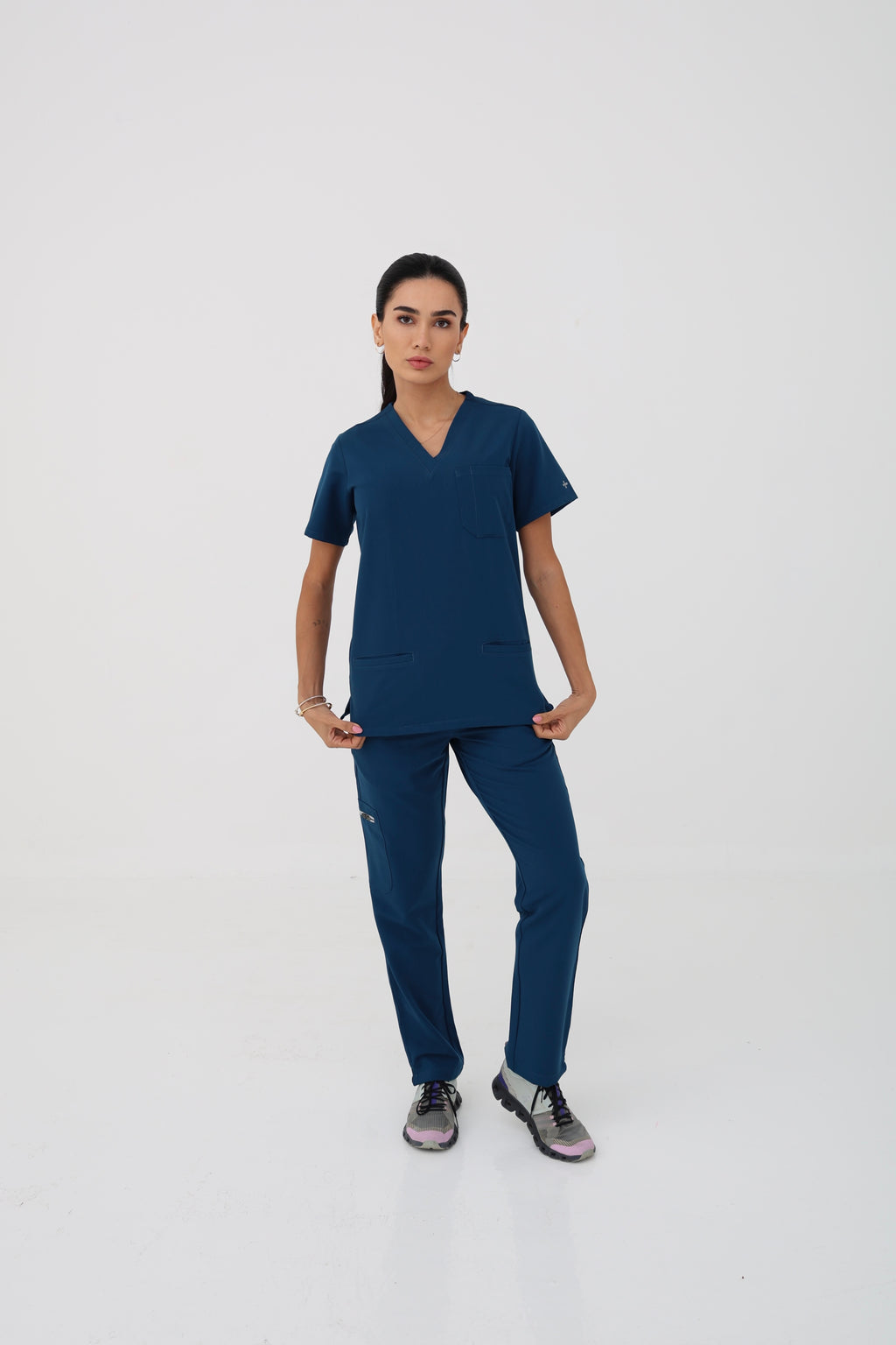 Verona Scrub Top in Caribbean Blue – Women | Coolmedz