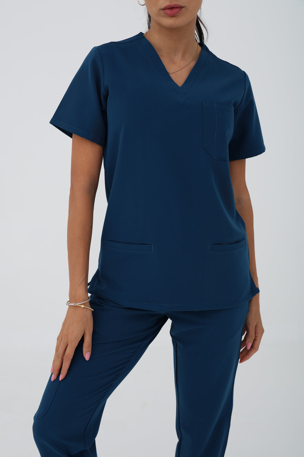 Verona Scrub Top in Caribbean Blue – Women | Coolmedz