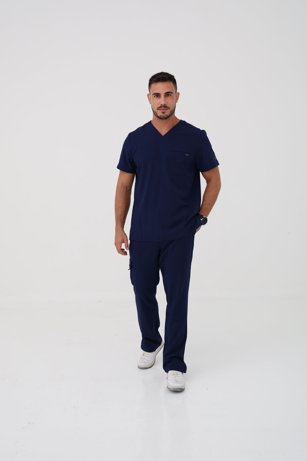 Ari V-Neck Scrub Top in Navy  – Men | Healing Hands