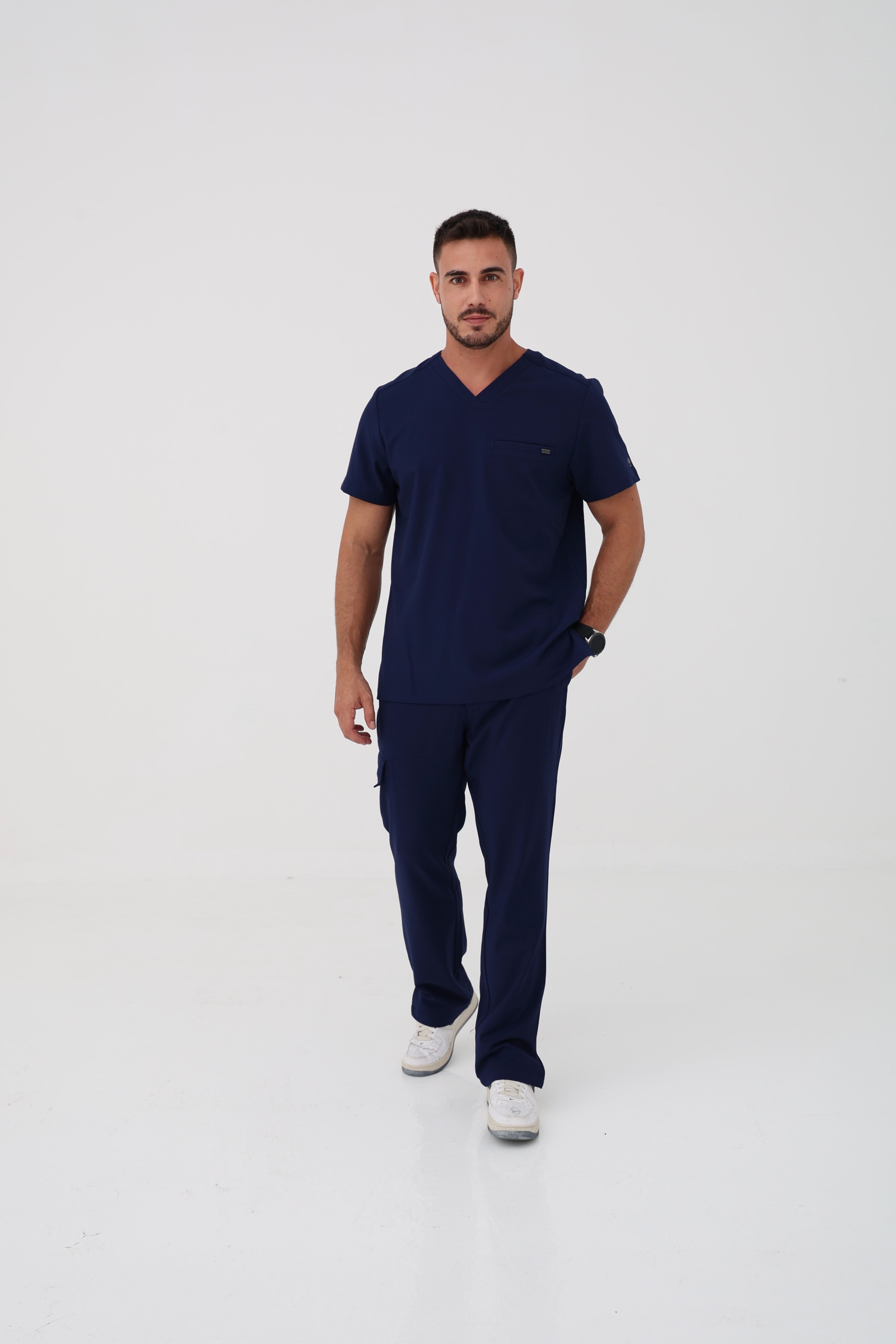 Ari V-Neck Scrub Top in Navy  – Men | Healing Hands