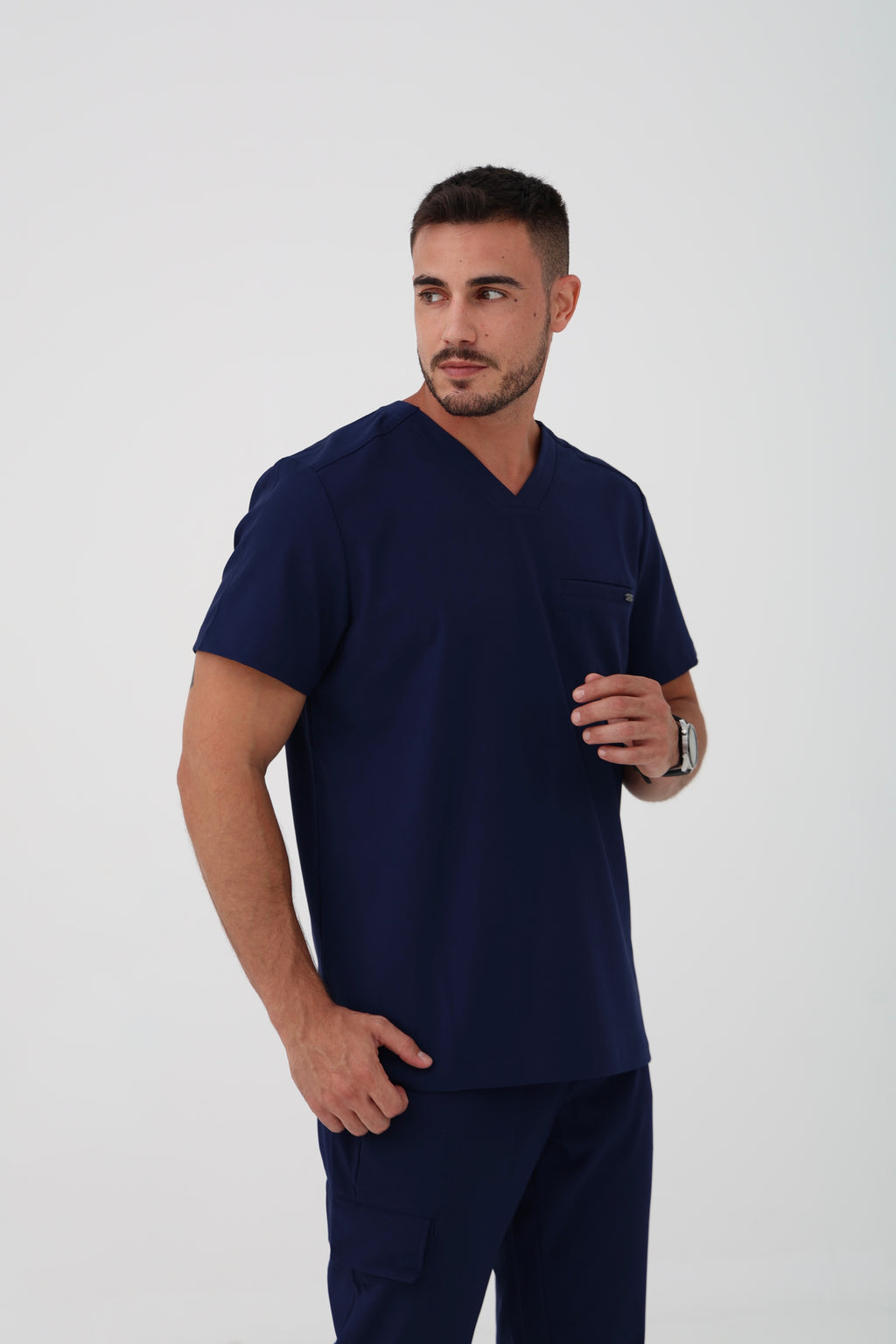 Ari V-Neck Scrub Top in Navy – Men | Healing Hands
