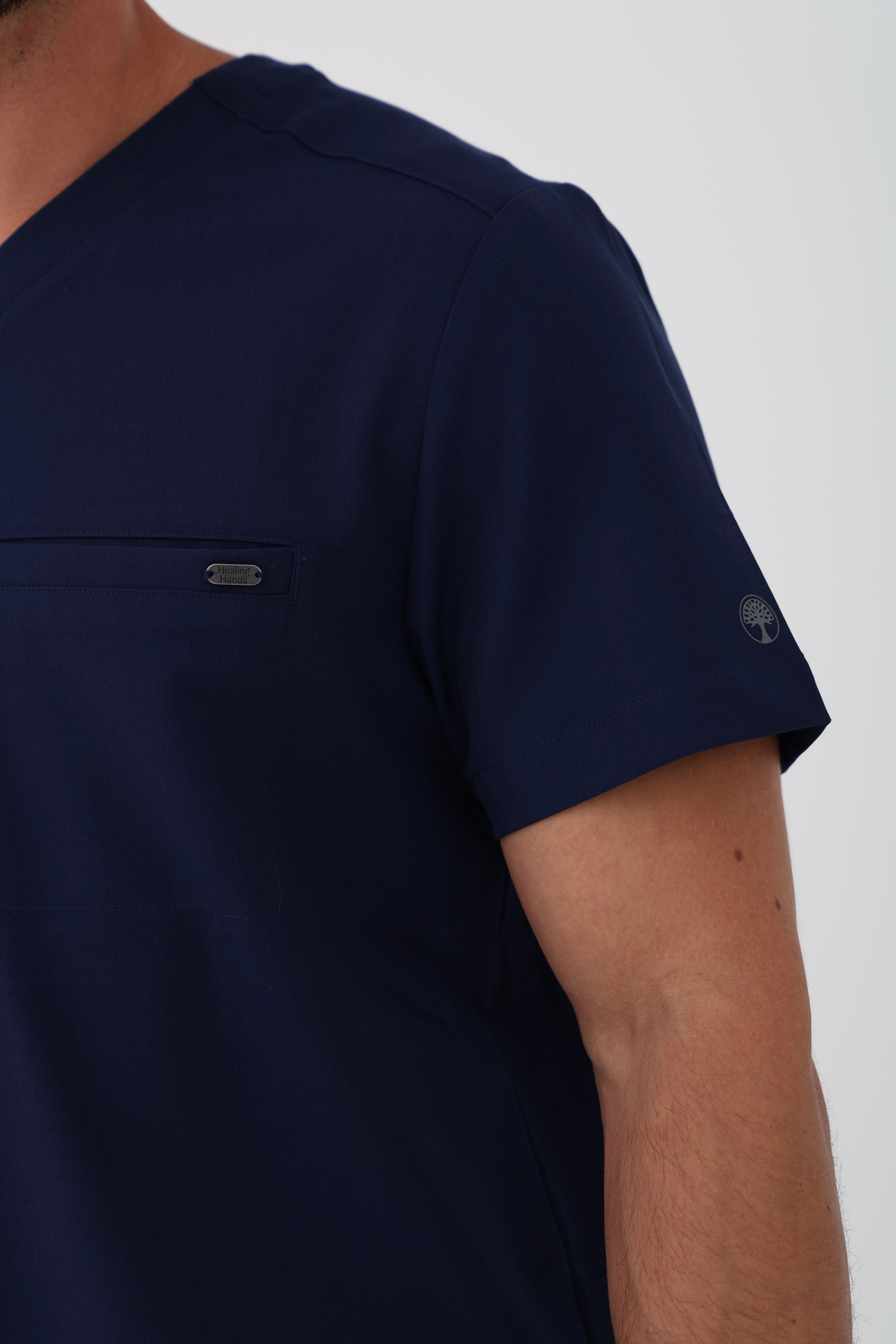 Ari V-Neck Scrub Top in Navy – Men | Healing Hands