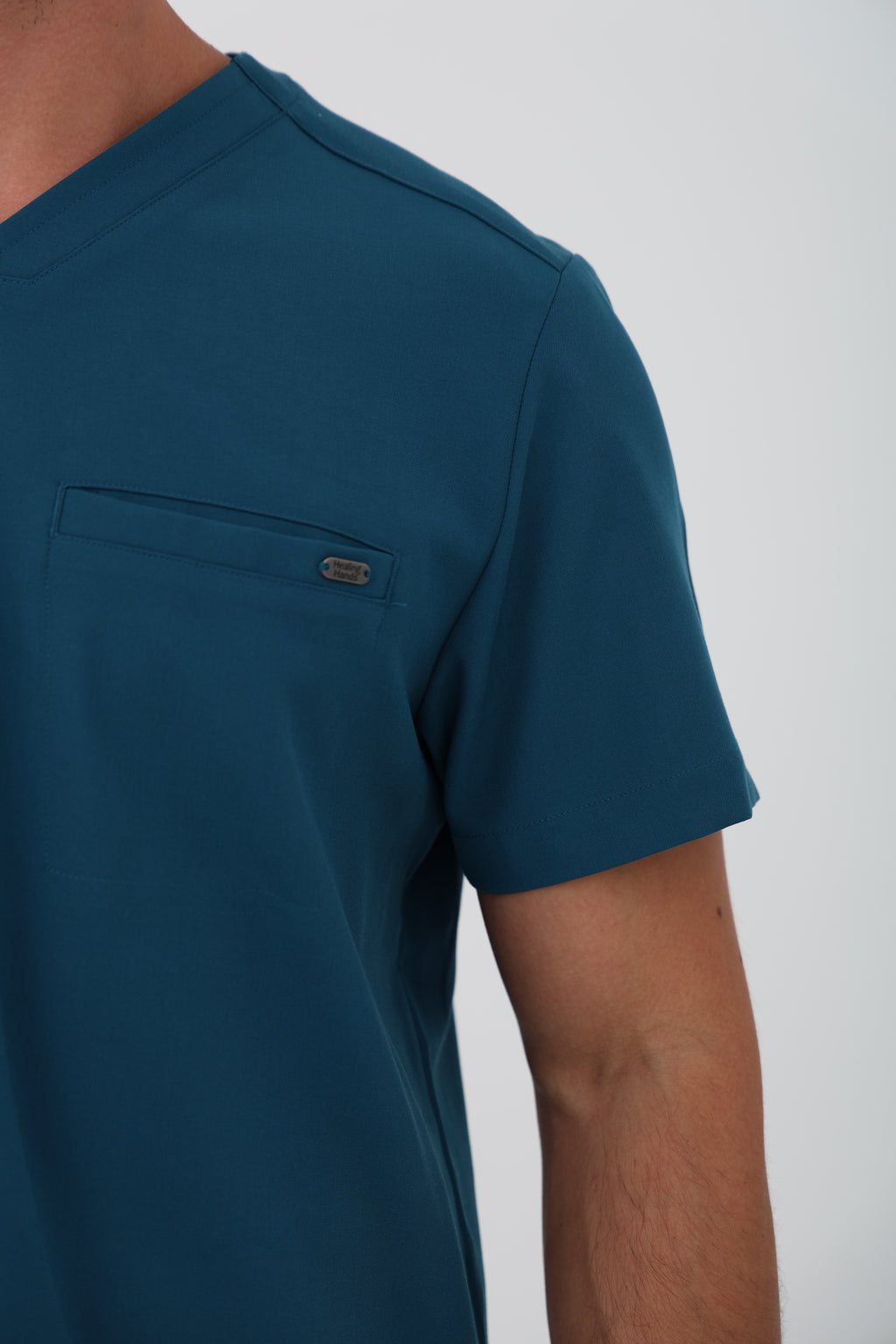 Ari V-Neck Scrub Top in Caribbean Blue – Men | Healing Hands