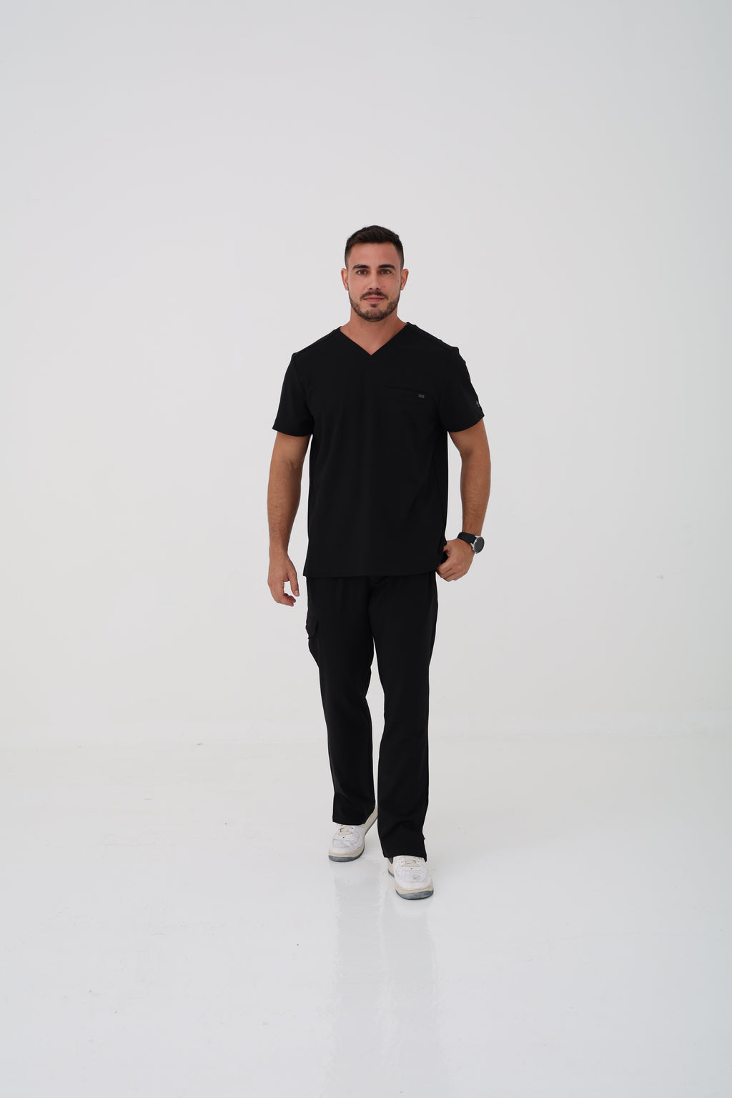 Ari V-Neck Scrub Top in Black  – Men | Healing Hands | Corus Scrubs UAE