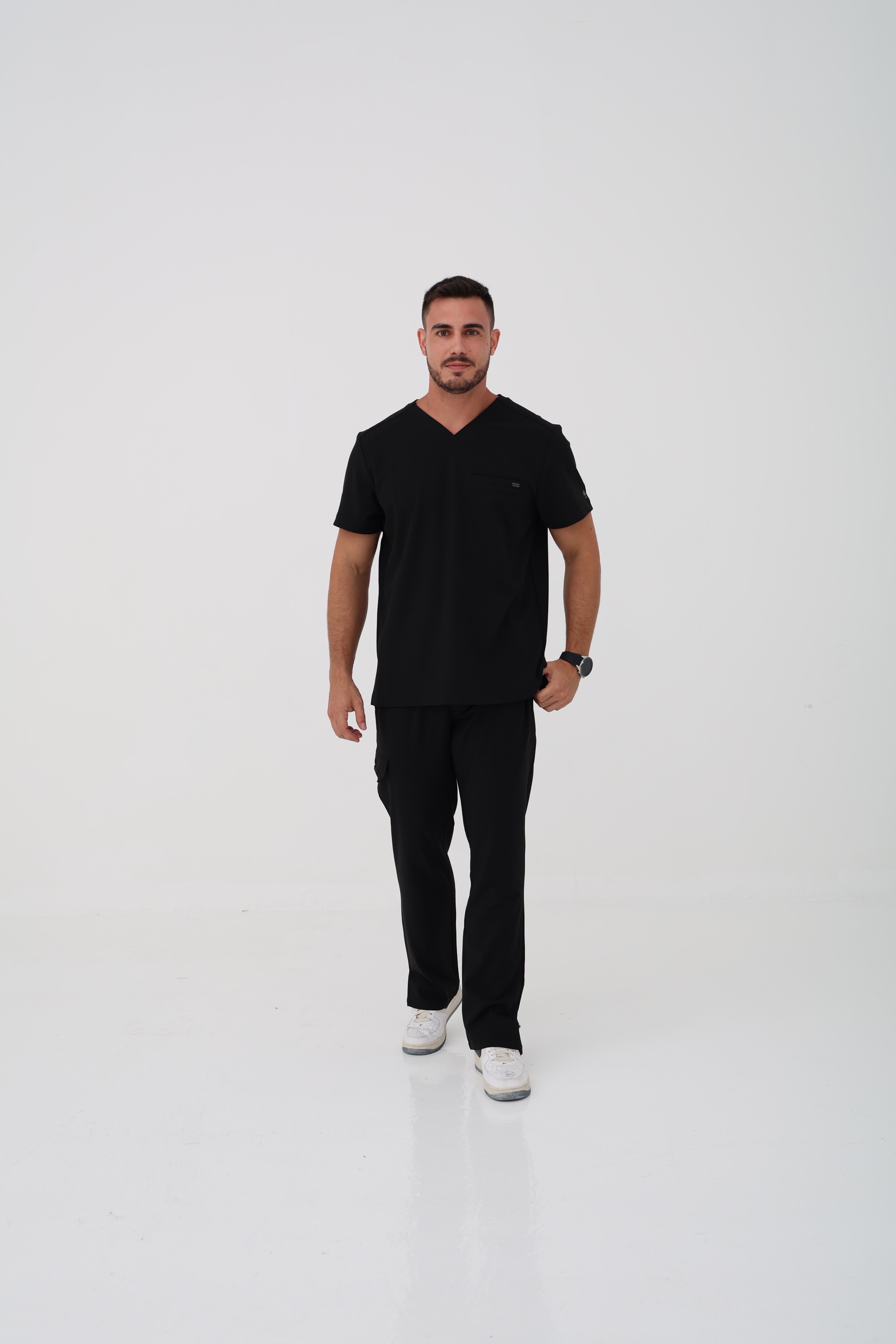 Ari V-Neck Scrub Top in Black  – Men | Healing Hands | Corus Scrubs UAE
