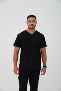 Ari V-Neck Scrub Top in Black  – Men | Healing Hands | Corus Scrubs UAE