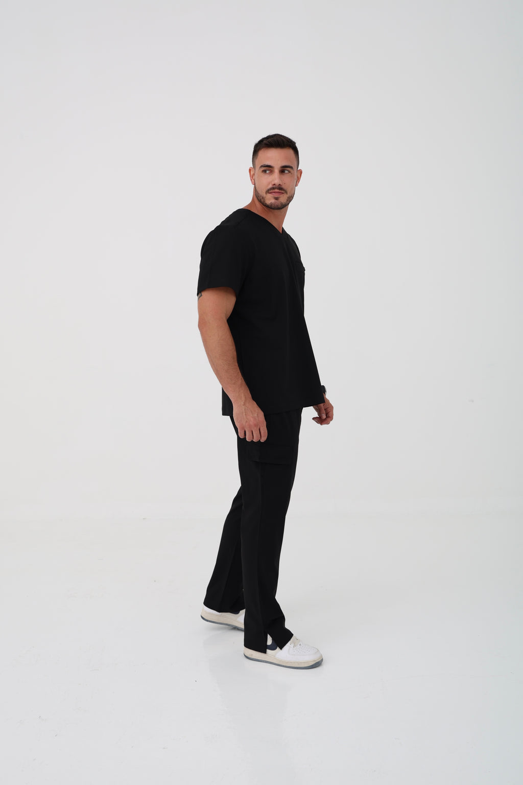 Ari V-Neck Scrub Top in Black  – Men | Healing Hands | Corus Scrubs UAE