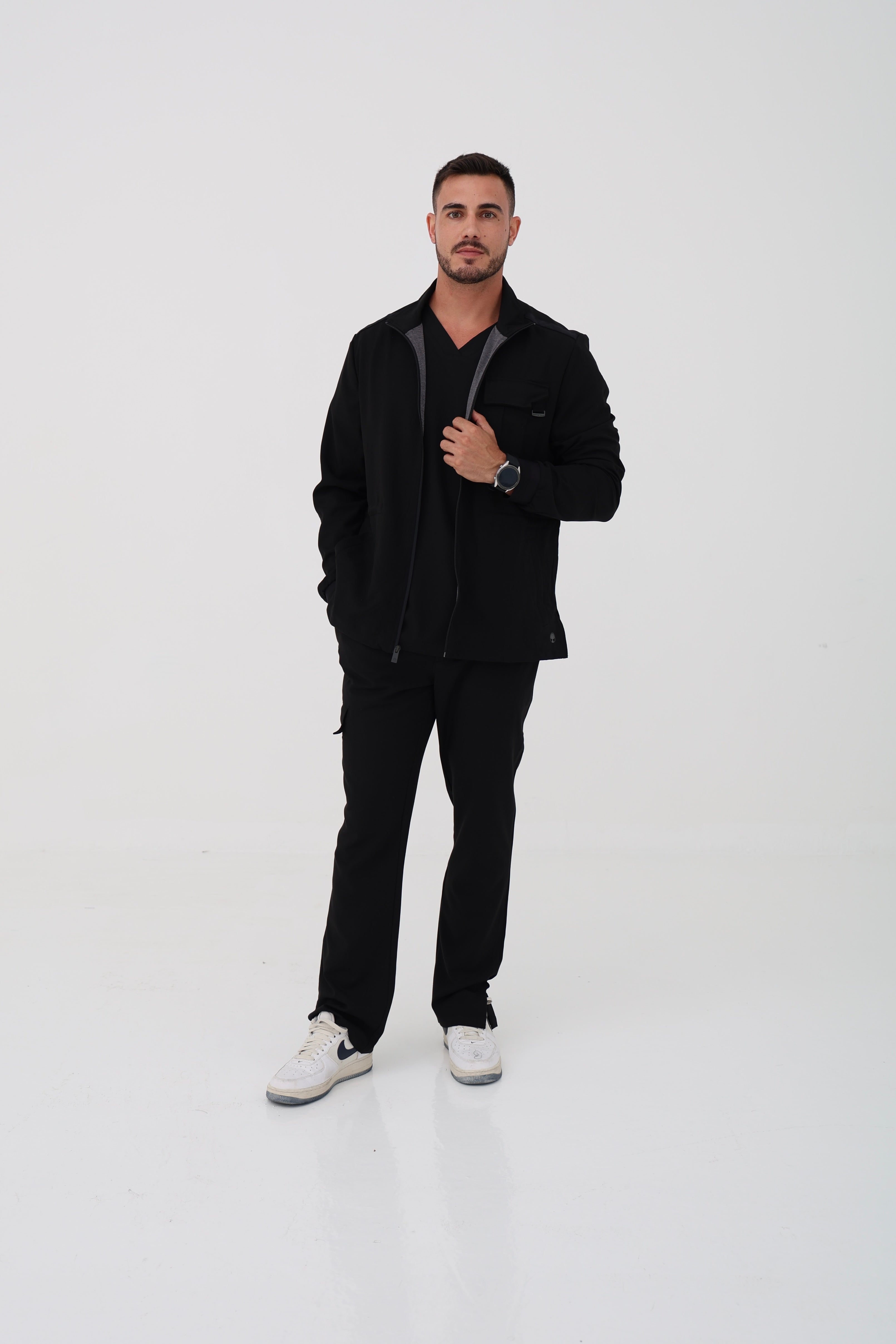 Austin Utility Jacket in Black – Men | Healing Hands | Corus Scrubs UAE