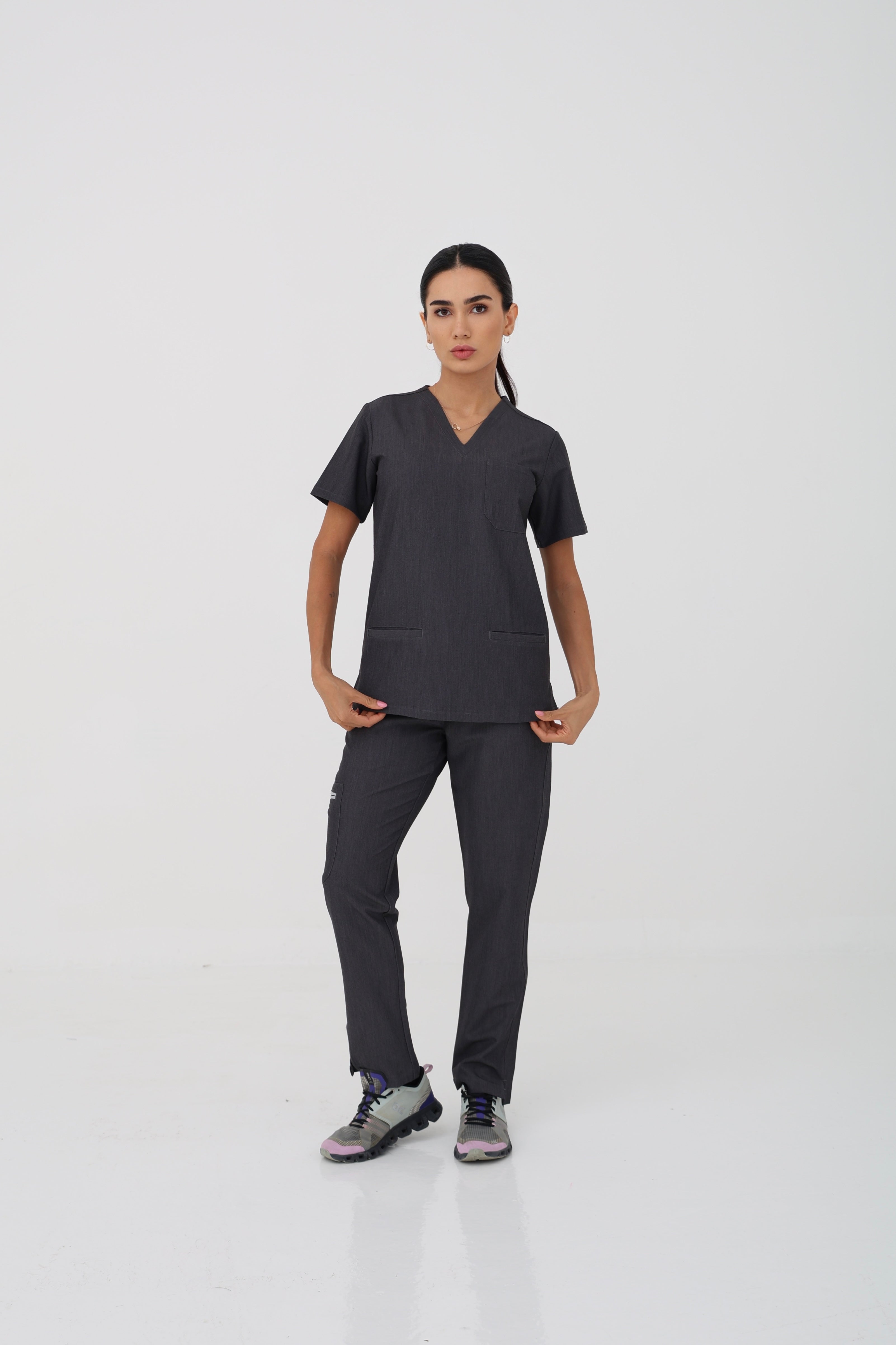 Verona Scrub Top in Charcoal – Women | Coolmedz