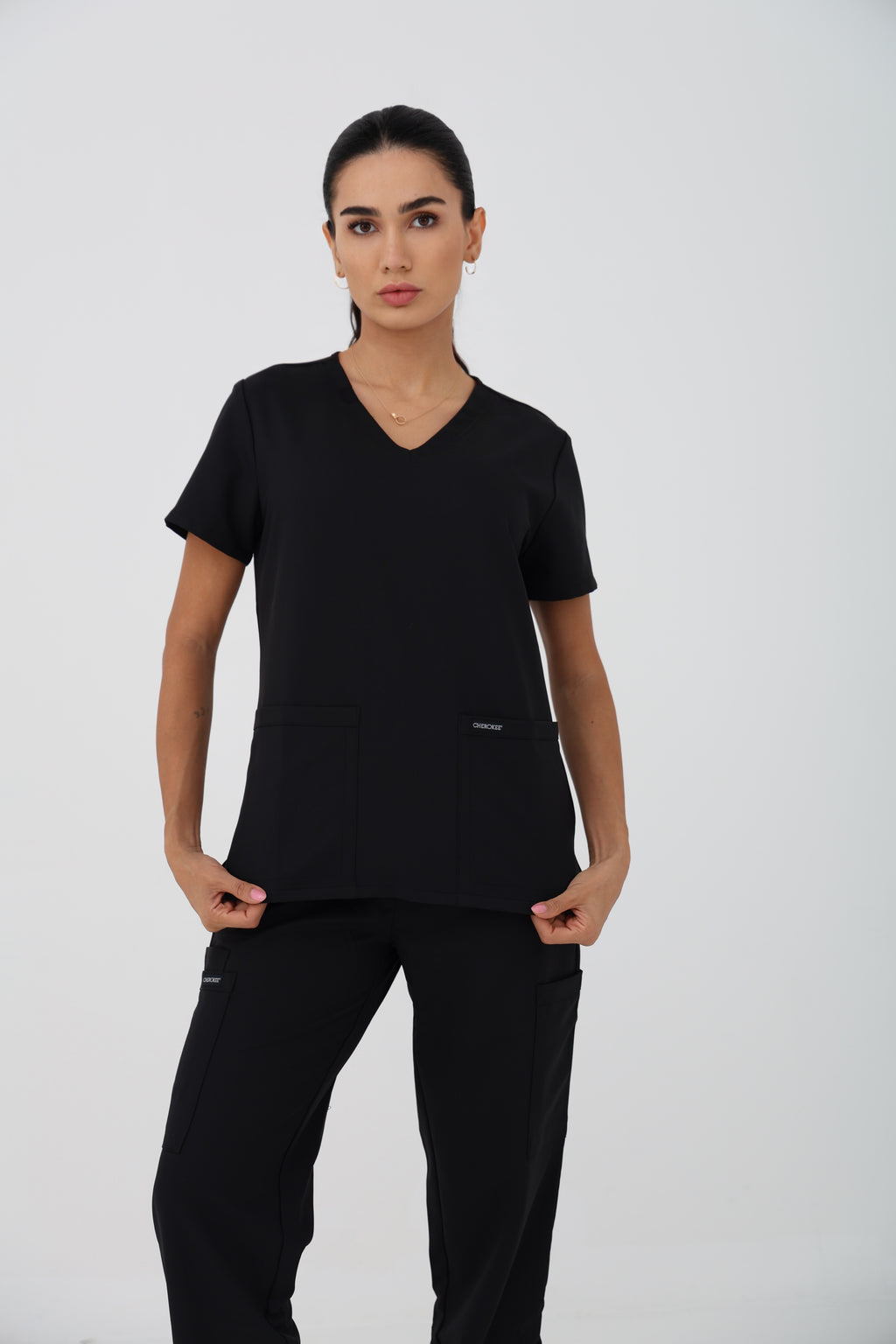 WW Ultra V-Neck Scrub Top in Black – Women | Cherokee