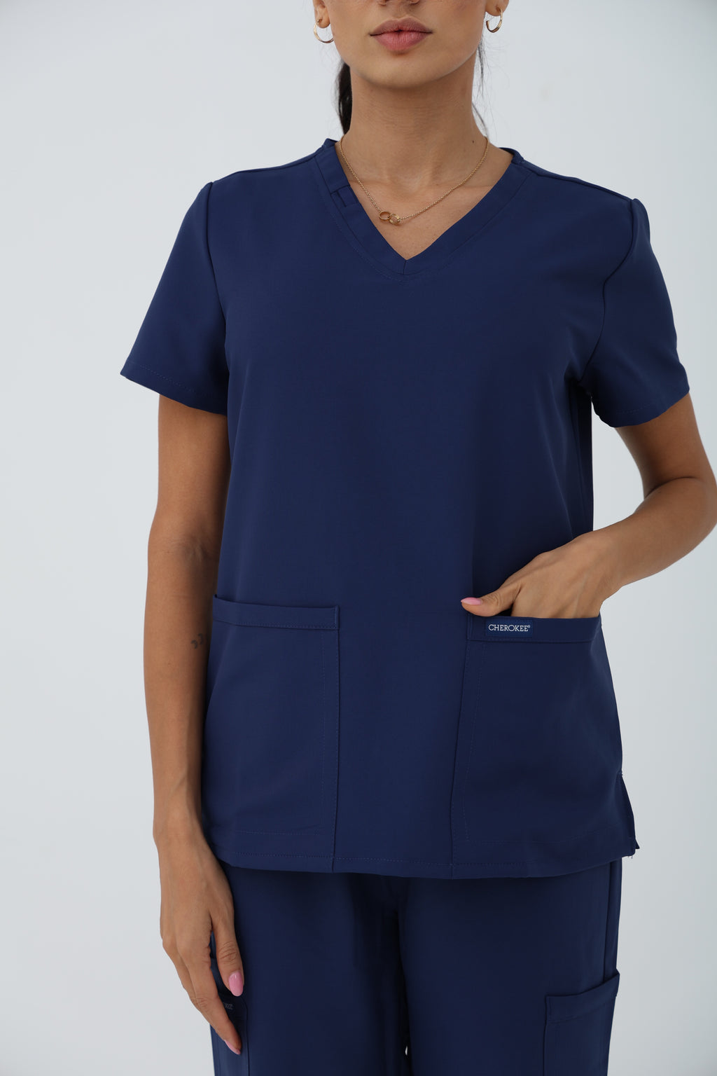 WW Ultra V-Neck Scrub Top in Navy – Women | Cherokee