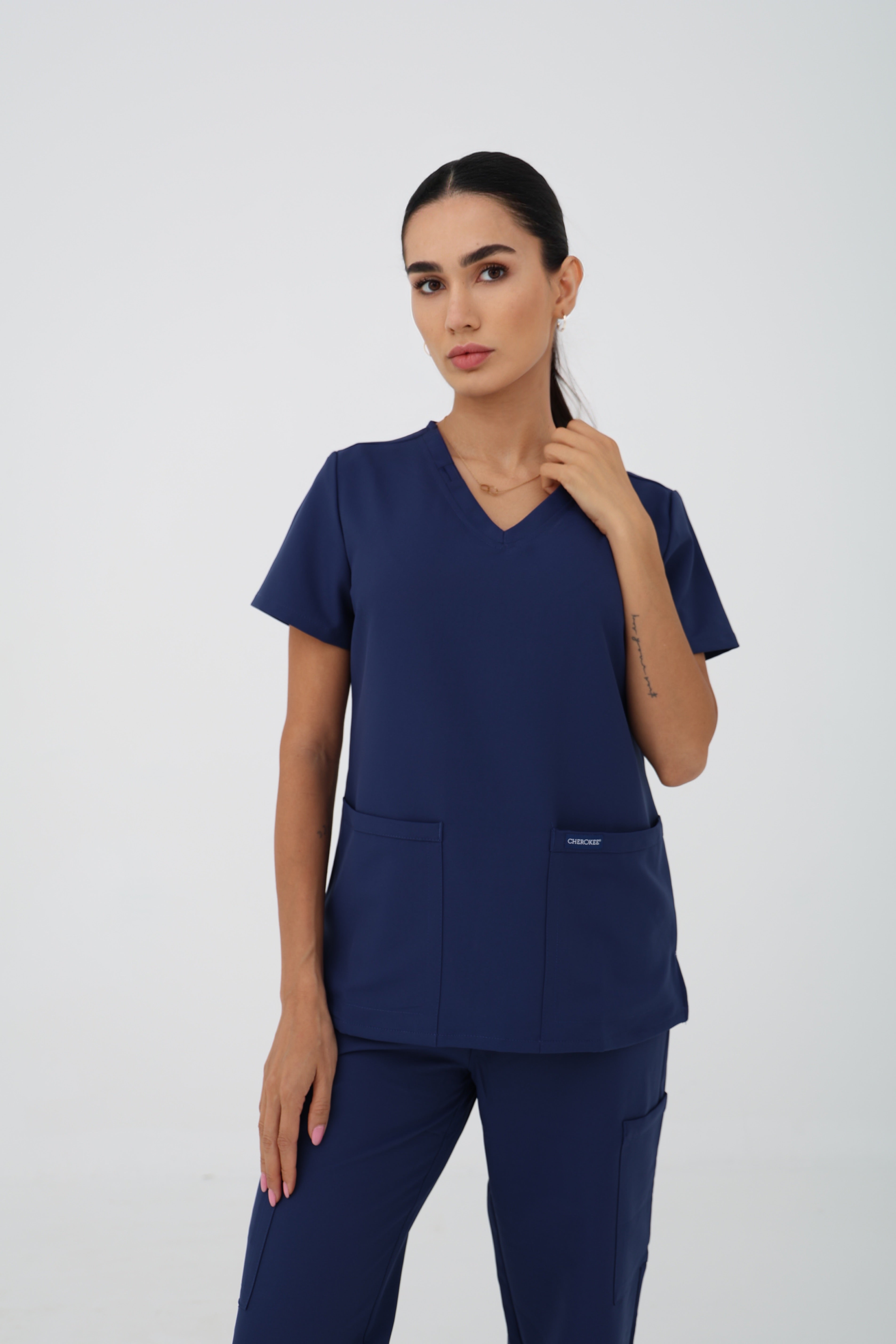WW Ultra V-Neck Scrub Top in Navy – Women | Cherokee