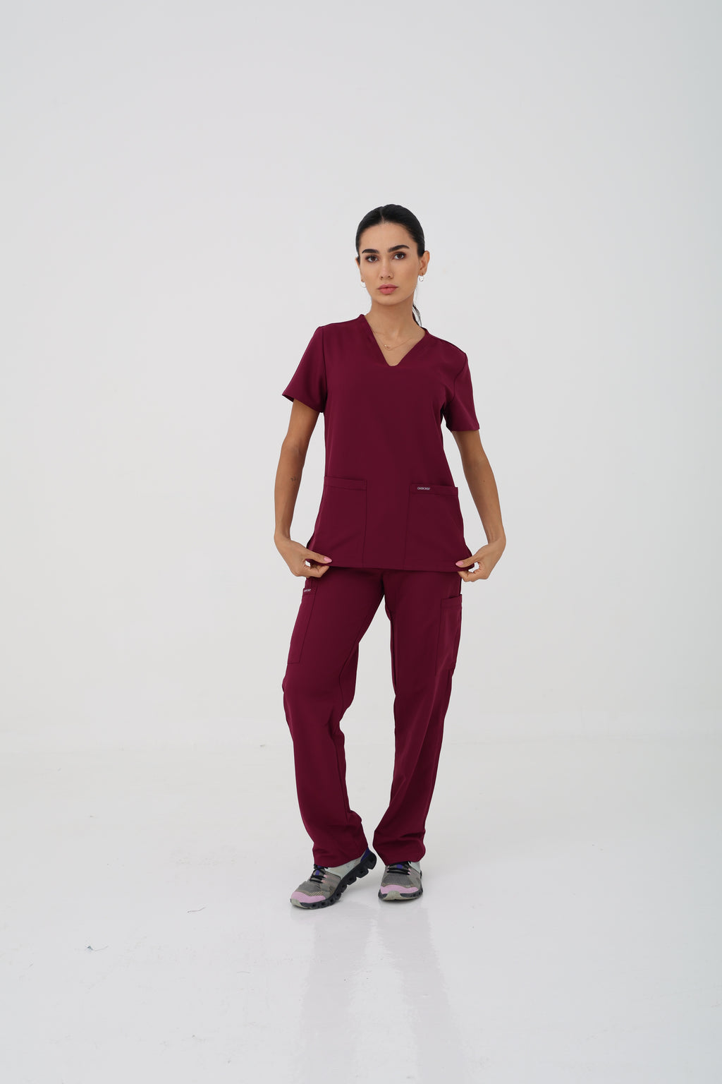 WW Ultra V-Neck Scrub Top in Wine – Women | Cherokee