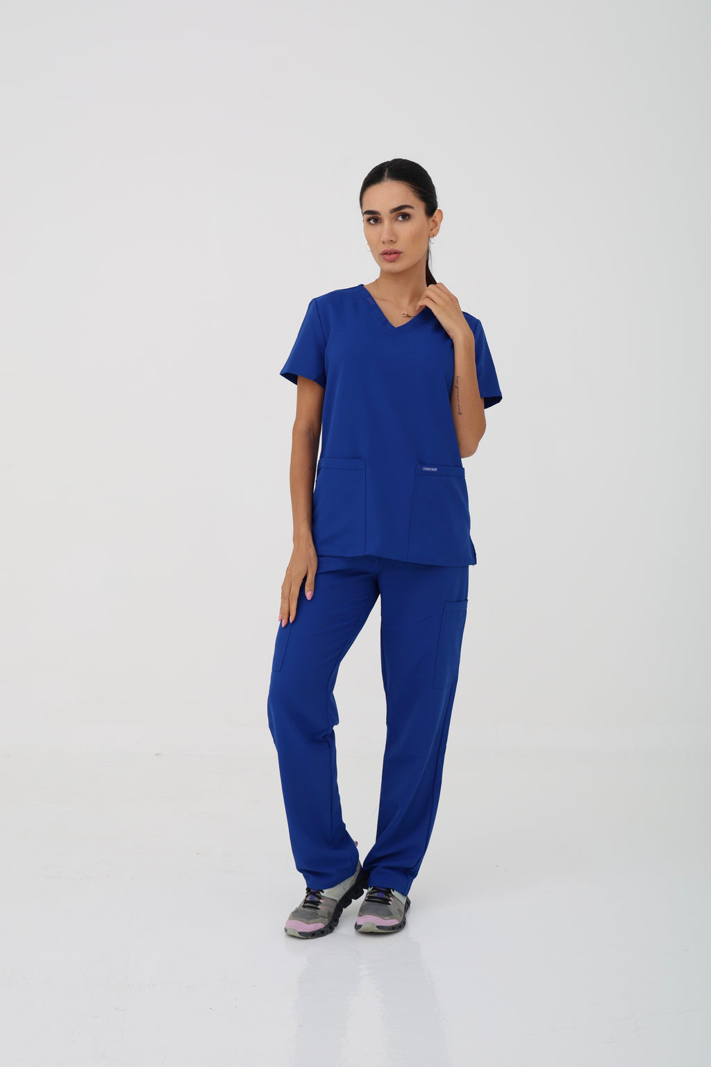 WW Ultra V-Neck Scrub Top in Galaxy Blue – Women | Cherokee