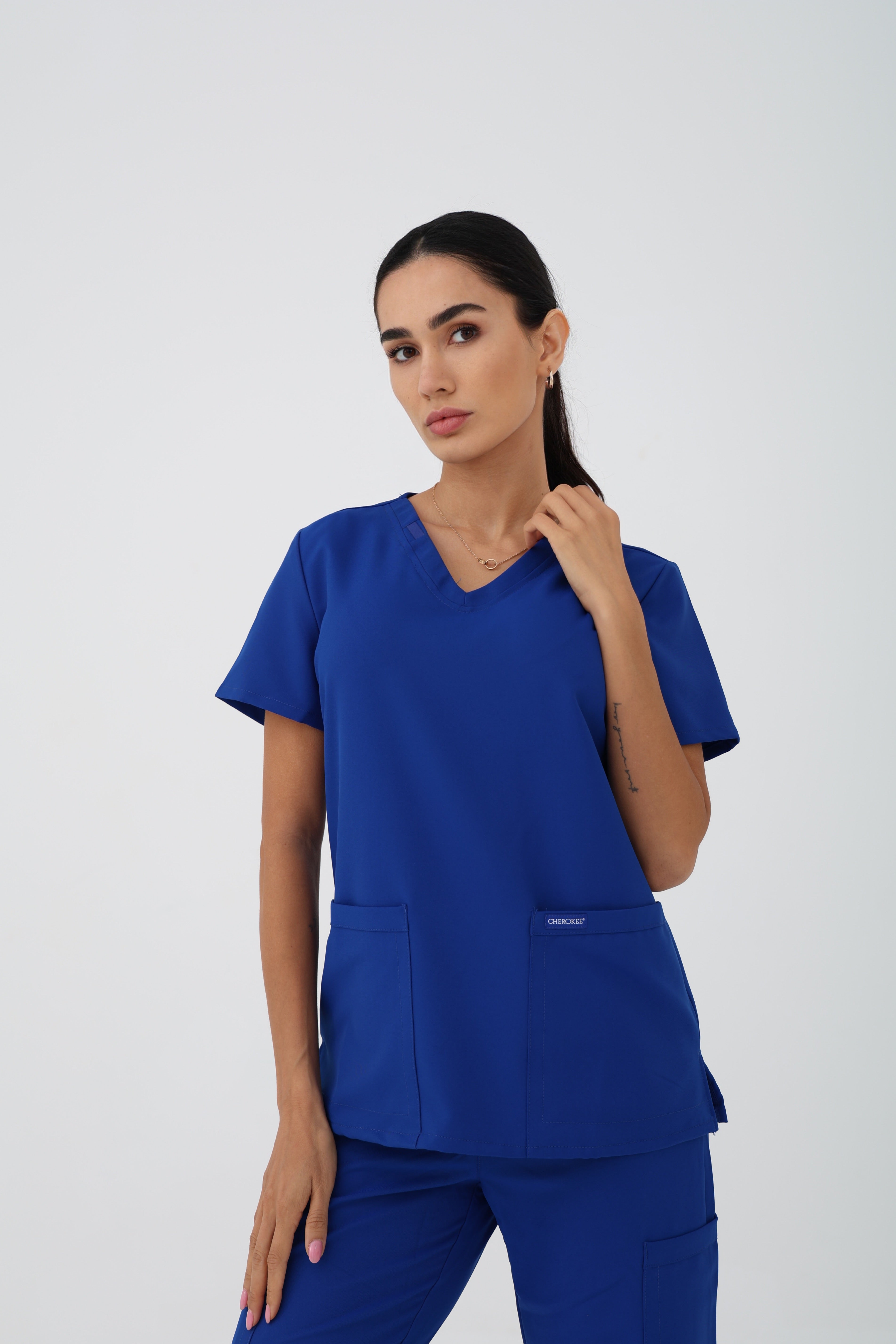 WW Ultra V-Neck Scrub Top in Galaxy Blue – Women | Cherokee