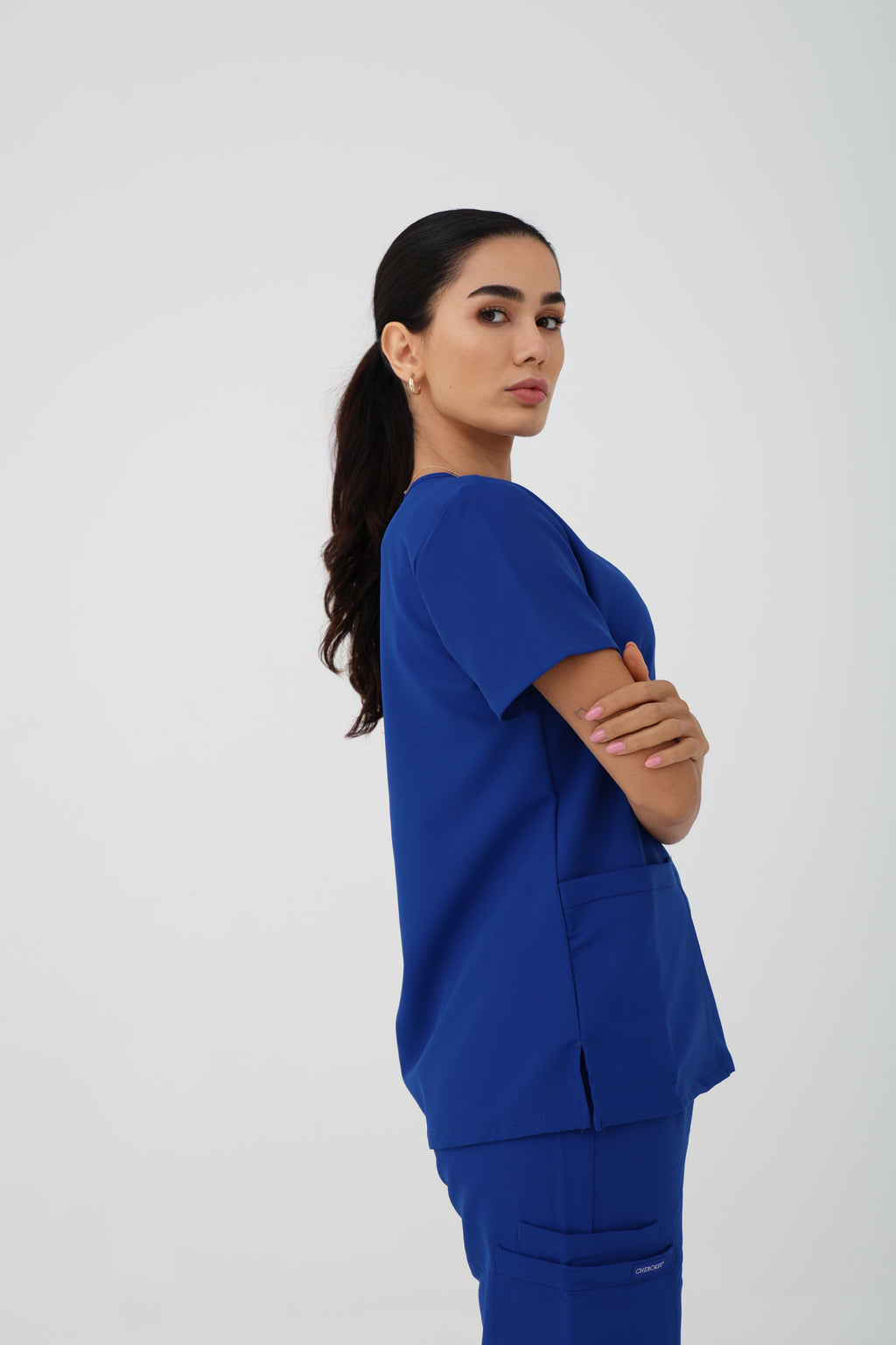 WW Ultra Slim Cargo Scrub Pant in Galaxy Blue – Women | Cherokee
