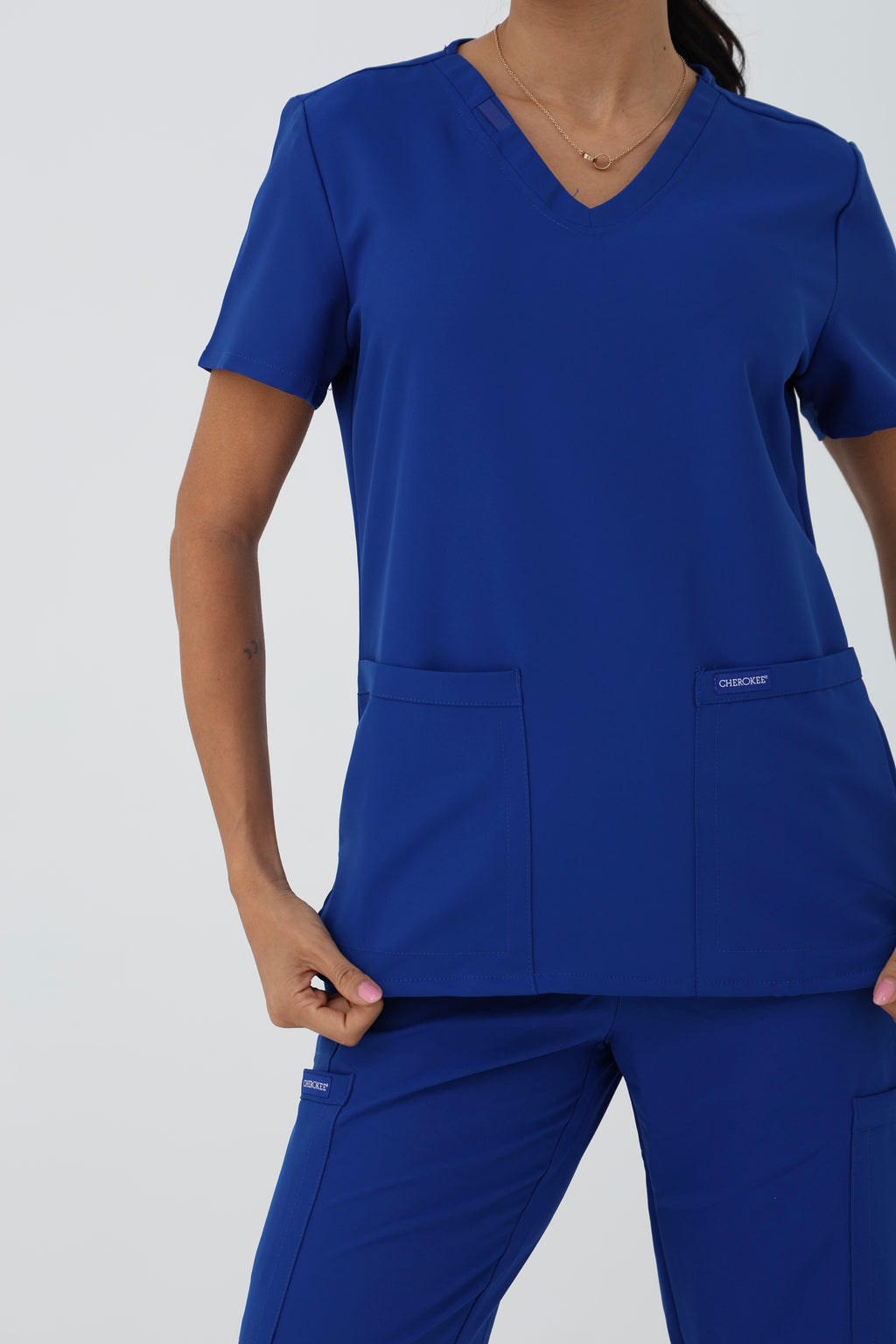 WW Ultra V-Neck Scrub Top in Galaxy Blue – Women | Cherokee