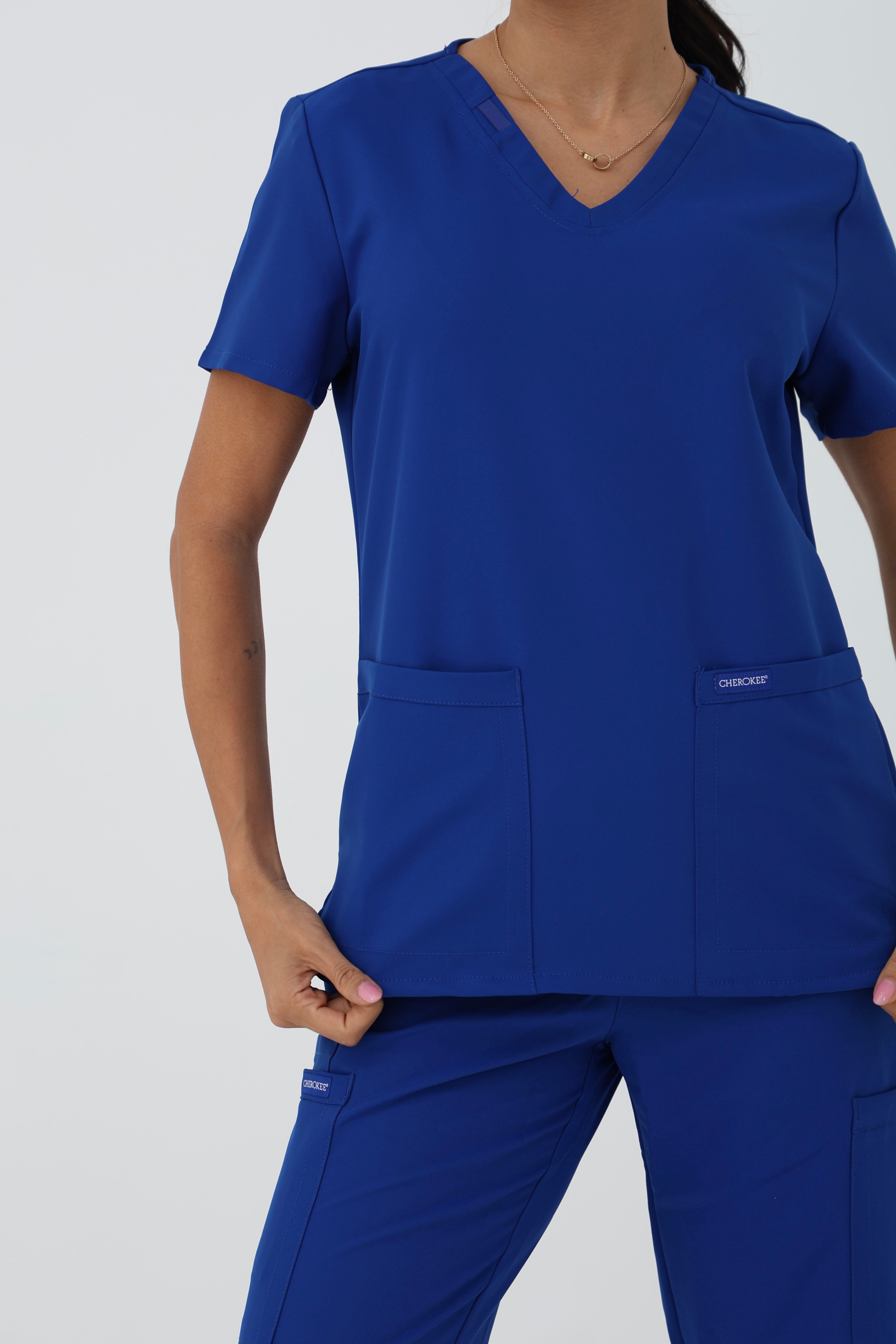 WW Ultra V-Neck Scrub Top in Galaxy Blue – Women | Cherokee
