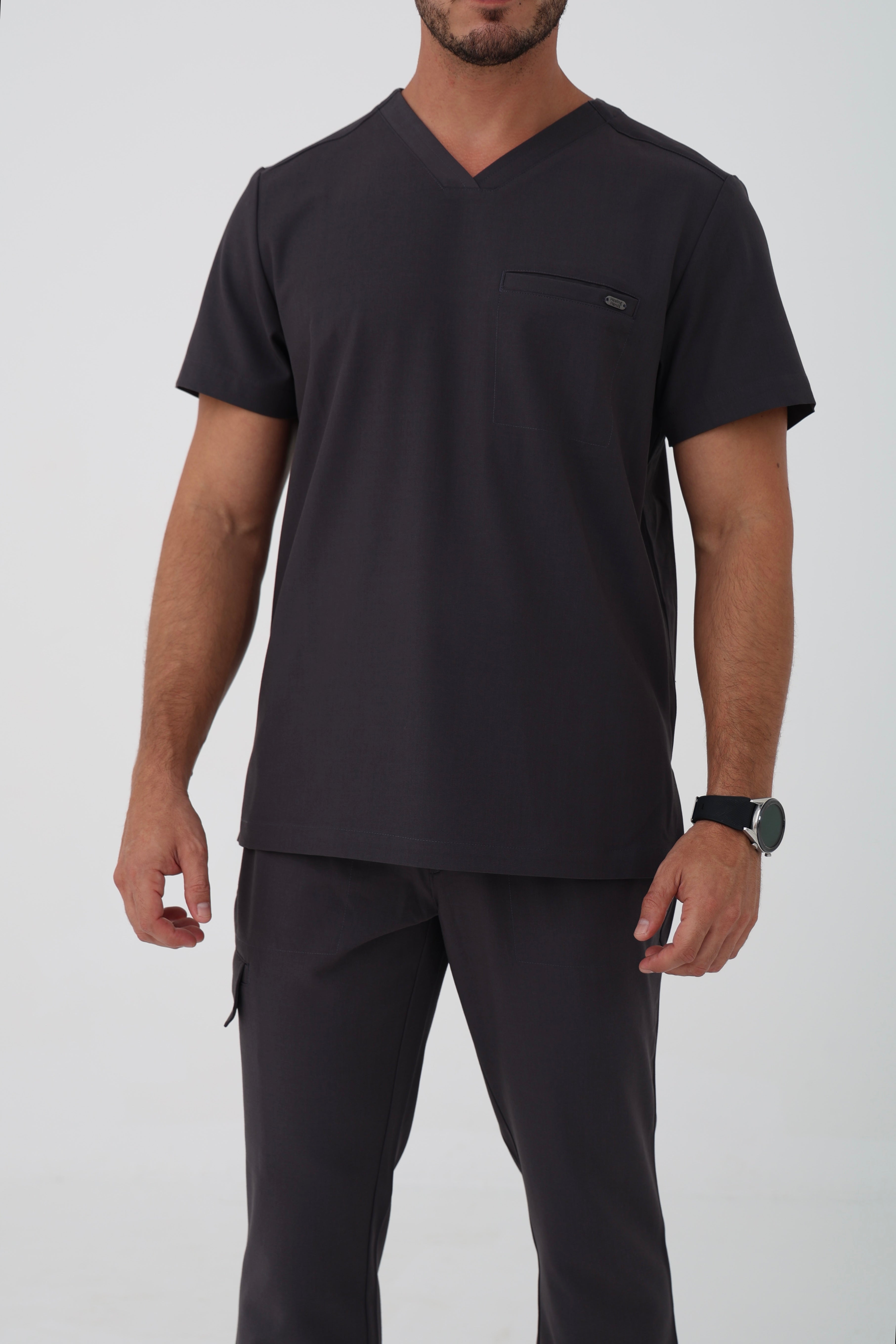Ari V-Neck Scrub Top in Pewter – Men | Healing Hands