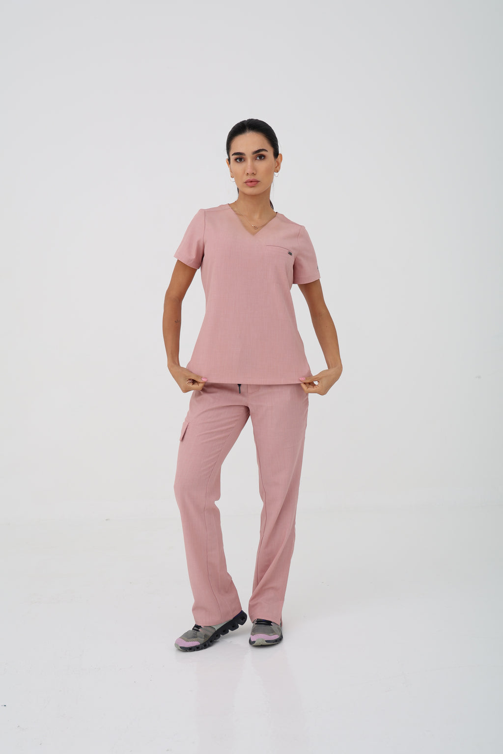 Billie V-Neck Scrub Top in Pink Pearl – Women | Healing Hands