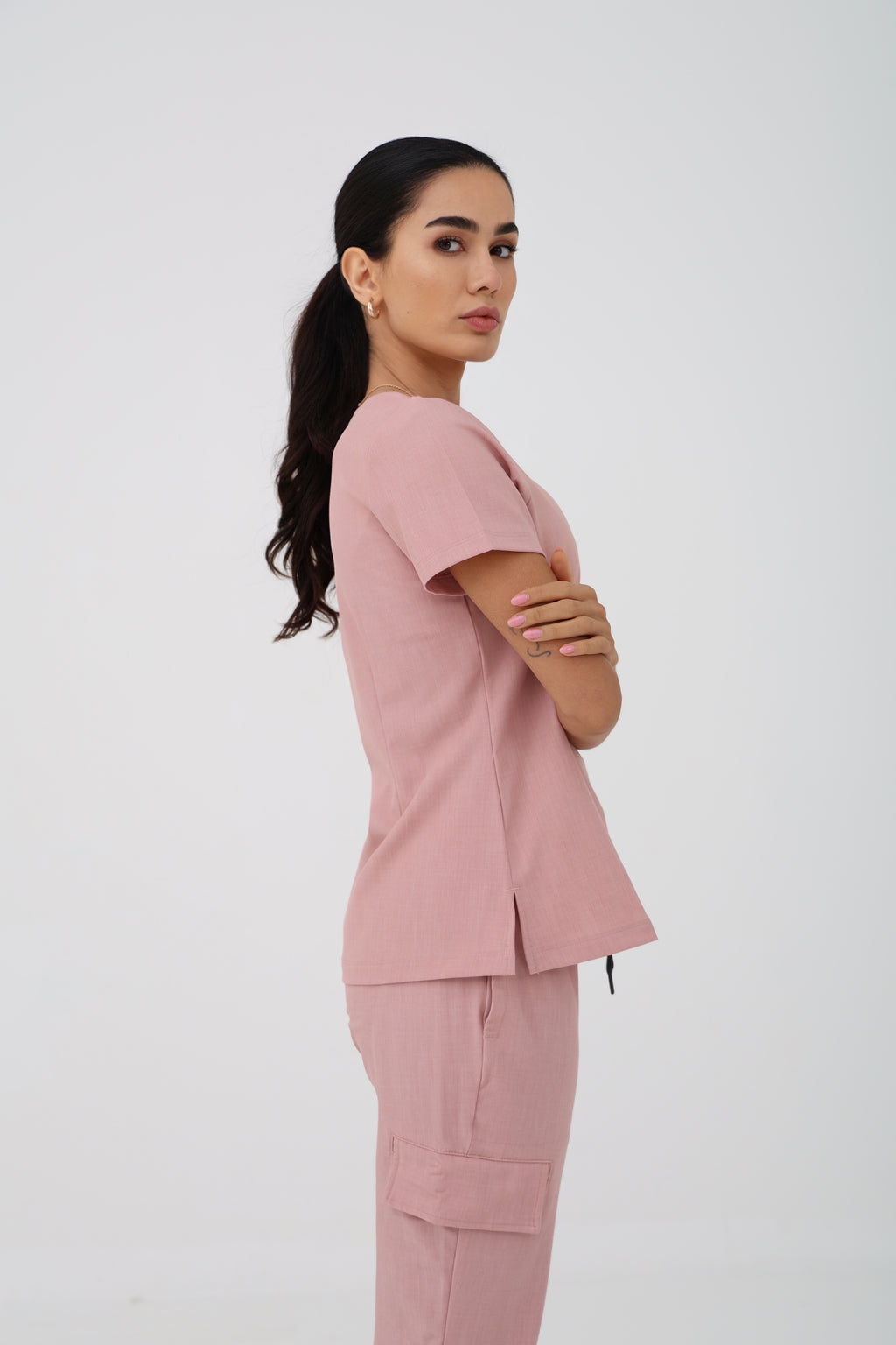 Billie V-Neck Scrub Top in Pink Pearl – Women | Healing Hands