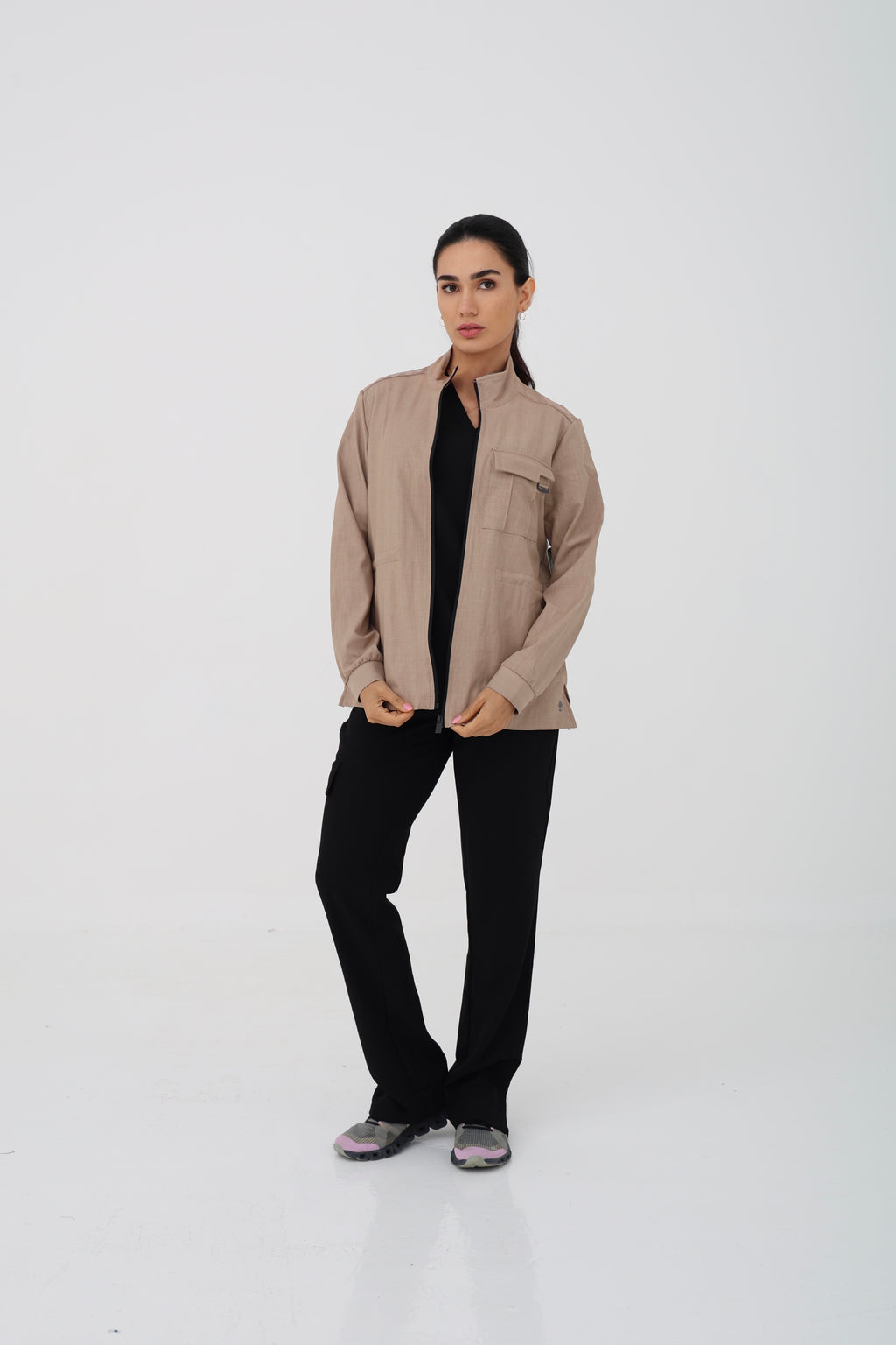 Brook Zip Jacket in Desert Taupe – Women | Healing Hands