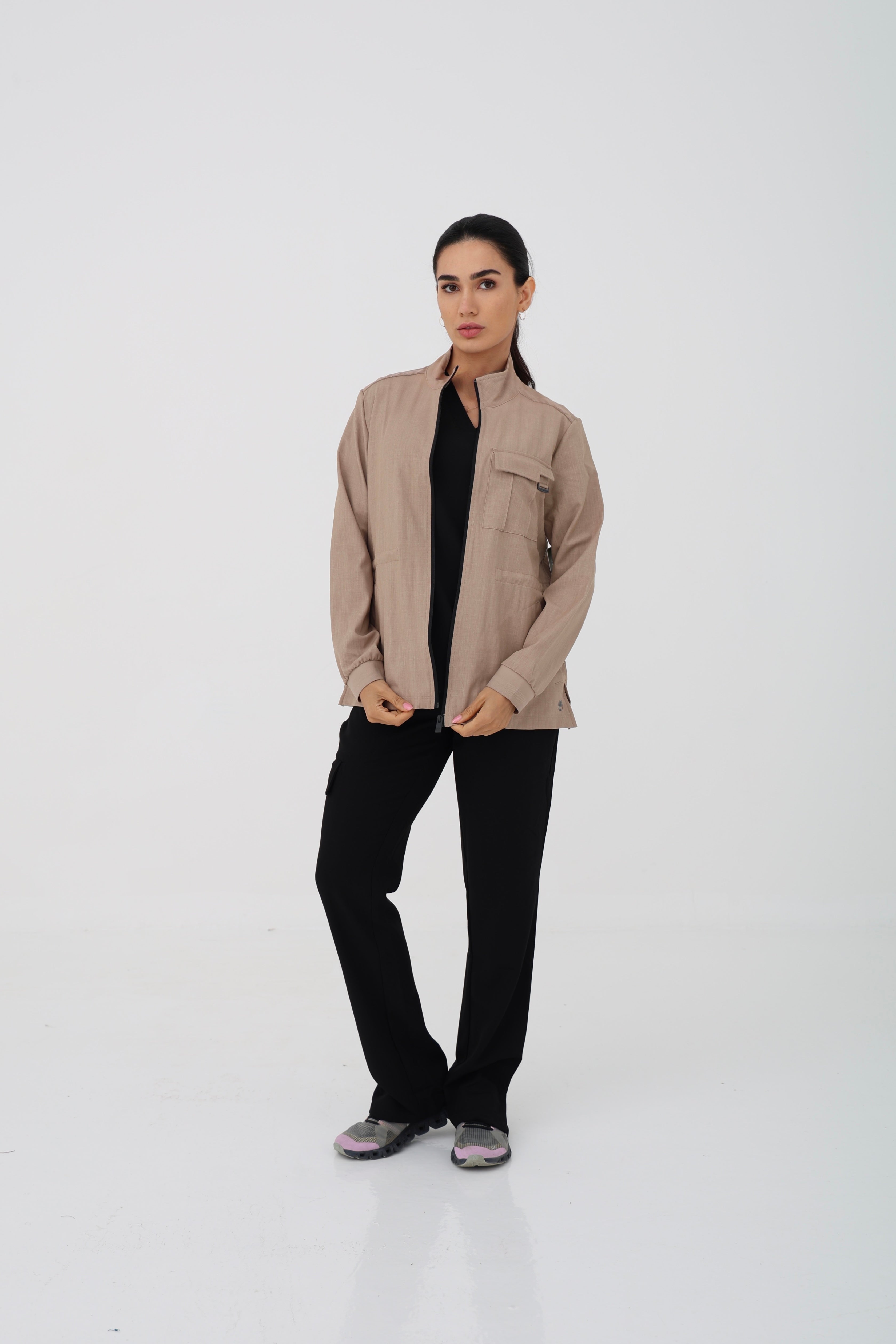 Brook Zip Jacket in Desert Taupe – Women | Healing Hands