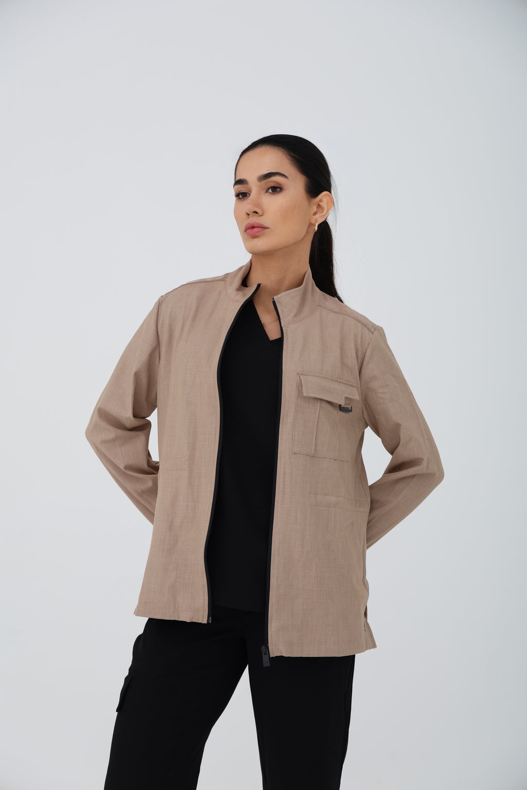 Brook Zip Jacket in Desert Taupe – Women | Healing Hands