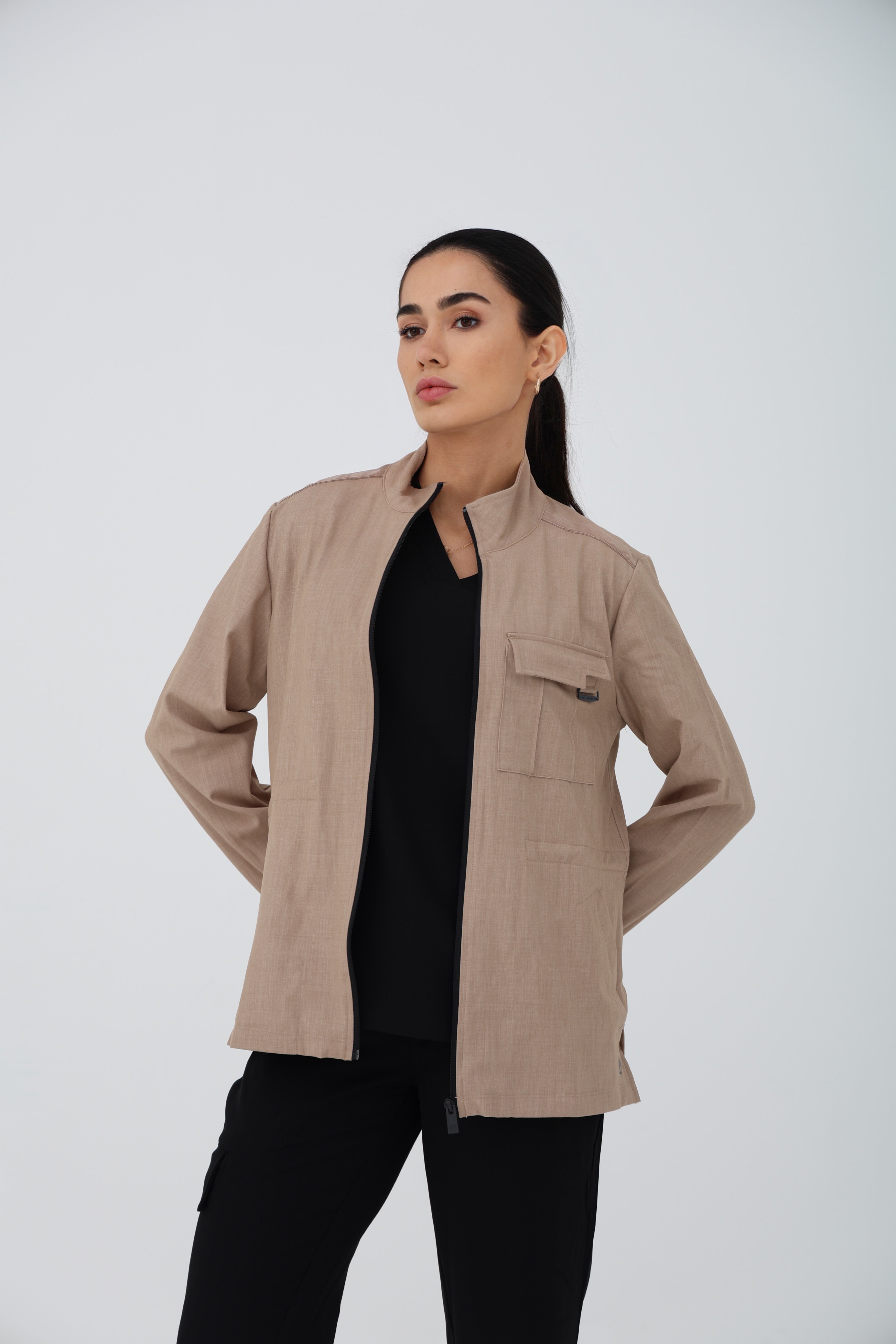 Brook Zip Jacket in Desert Taupe – Women | Healing Hands